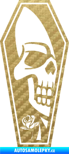 Samolepka Lebka 013 pravá s rakví 3D karbon zlatý