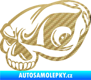 Samolepka Lebka 018 levá 3D karbon zlatý