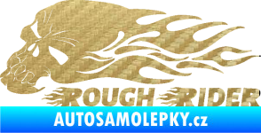 Samolepka Lebka 051 levá rough rider 3D karbon zlatý