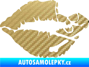 Samolepka Lebka polibek pravá 3D karbon zlatý