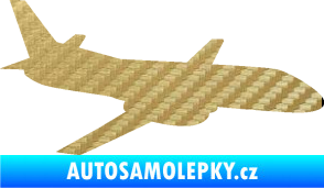 Samolepka Letadlo 004 pravá 3D karbon zlatý