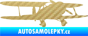 Samolepka Letadlo 006 pravá 3D karbon zlatý