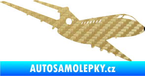 Samolepka Letadlo 011 pravá 3D karbon zlatý