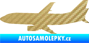 Samolepka Letadlo 019 levá Boeing 737 3D karbon zlatý