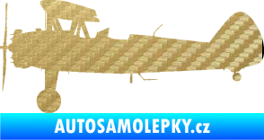 Samolepka Letadlo 020 levá Boeing Stearman model 75 biplane 3D karbon zlatý