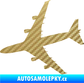 Samolepka letadlo 023 levá Jumbo Jet 3D karbon zlatý