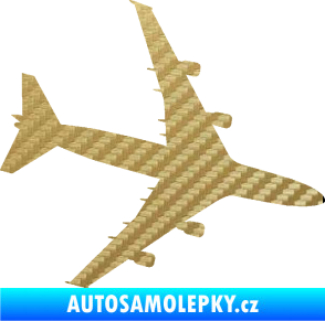 Samolepka letadlo 023 pravá Jumbo Jet 3D karbon zlatý