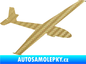 Samolepka Letadlo 025 pravá kluzák 3D karbon zlatý