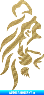 Samolepka Lev 012 levá půlka tváře 3D karbon zlatý