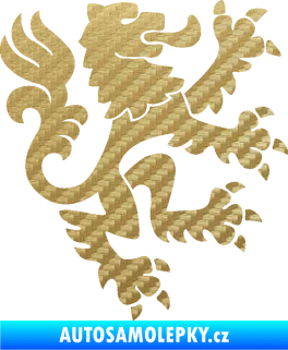 Samolepka Lev heraldika 001 pravá Český lev 3D karbon zlatý
