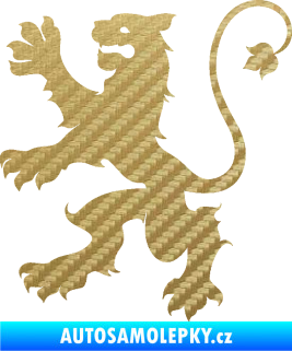 Samolepka Lev heraldika 002 levá 3D karbon zlatý