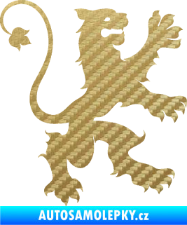 Samolepka Lev heraldika 002 pravá 3D karbon zlatý