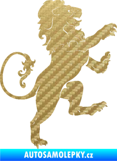Samolepka Lev heraldika 004 pravá 3D karbon zlatý