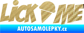 Samolepka Lick me nápis 3D karbon zlatý