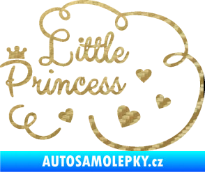Samolepka Little princess nápis 3D karbon zlatý