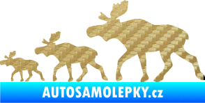 Samolepka Losí rodinka levá 3D karbon zlatý