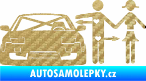 Samolepka Love car like sex levá 3D karbon zlatý