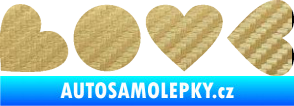 Samolepka Love skládaný nápis 3D karbon zlatý