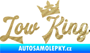 Samolepka Low King 001 nápis král 3D karbon zlatý