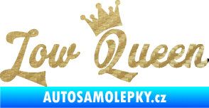 Samolepka Low Queen 001 nápis královna 3D karbon zlatý