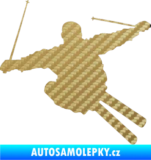 Samolepka Lyžař 001 pravá 3D karbon zlatý