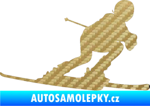 Samolepka Lyžař 002 pravá 3D karbon zlatý