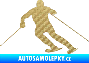 Samolepka Lyžař 003 levá 3D karbon zlatý