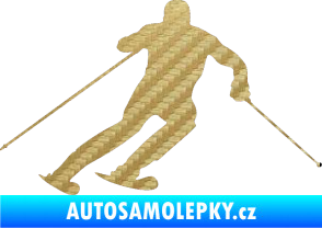Samolepka Lyžař 003 pravá 3D karbon zlatý