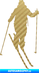 Samolepka Lyžař 004 pravá 3D karbon zlatý