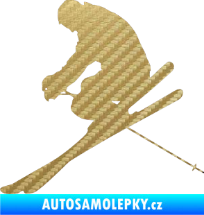 Samolepka Lyžař 005 levá 3D karbon zlatý