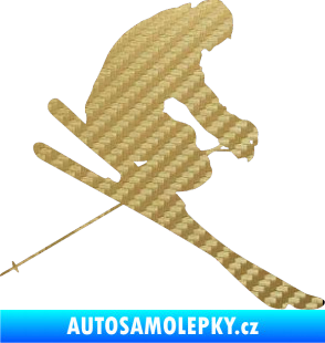 Samolepka Lyžař 005 pravá 3D karbon zlatý