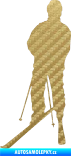 Samolepka Lyžař 008 levá 3D karbon zlatý