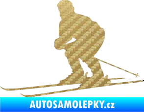Samolepka Lyžař 009 levá 3D karbon zlatý
