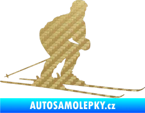 Samolepka Lyžař 009 pravá 3D karbon zlatý
