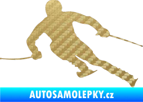 Samolepka Lyžař 012 levá 3D karbon zlatý