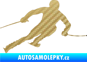 Samolepka Lyžař 012 pravá 3D karbon zlatý