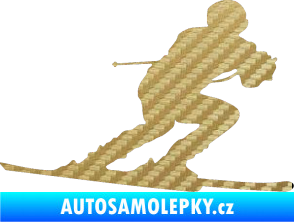 Samolepka Lyžař 017 pravá 3D karbon zlatý