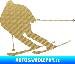 Samolepka Lyžař 019 levá 3D karbon zlatý