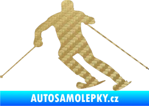 Samolepka Lyžař 021 levá 3D karbon zlatý