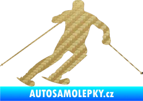 Samolepka Lyžař 021 pravá 3D karbon zlatý