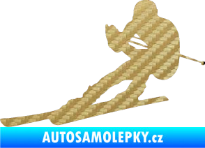Samolepka Lyžař 022 levá 3D karbon zlatý