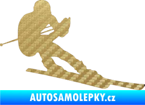 Samolepka Lyžař 022 pravá 3D karbon zlatý