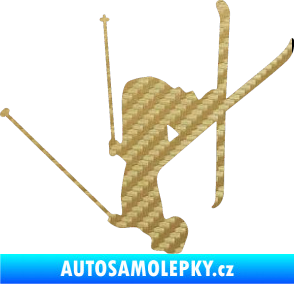 Samolepka Lyžař 023 levá 3D karbon zlatý