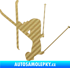 Samolepka Lyžař 023 pravá 3D karbon zlatý