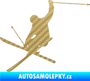 Samolepka Lyžař 024 levá 3D karbon zlatý