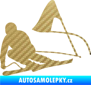 Samolepka Lyžař 025 levá 3D karbon zlatý