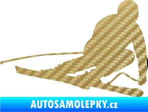 Samolepka Lyžař 026 pravá 3D karbon zlatý