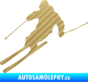 Samolepka Lyžař 027 levá 3D karbon zlatý