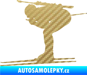 Samolepka Lyžař 028 levá - biatlon 3D karbon zlatý