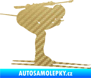 Samolepka Lyžař 028 pravá - biatlon 3D karbon zlatý